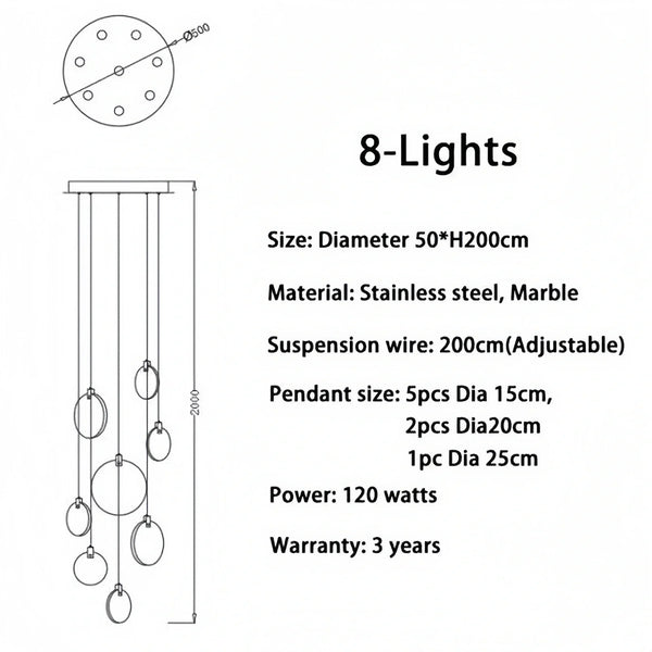 Alabaster Long Staircase Chandelier 5 styles-NORMAL-Arialamps
