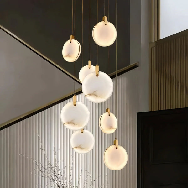 Alabaster Long Staircase Chandelier 5 styles-NORMAL-8 Lights-Arialamps
