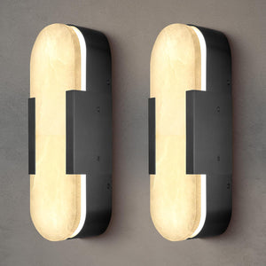 YIOSI Alabaster Matte Black Wall Sconce Set 2 13.8"