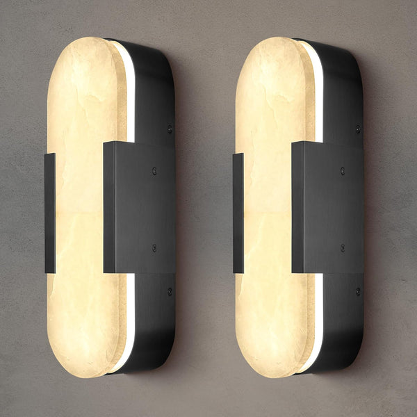 YIOSI Alabaster Matte Black Wall Sconce Set 2 13.8"