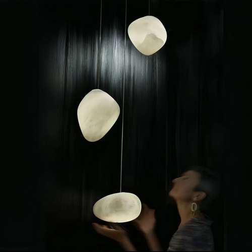 Alabaster Natural Stone Pendant-Pendant for living room,Pendant for kitchen,Pendant for bathrooms,Pendant for bedrooms,Pendant for foyer,Pendant for stairways,Pendant for dining room-5.9"D-Arialamps