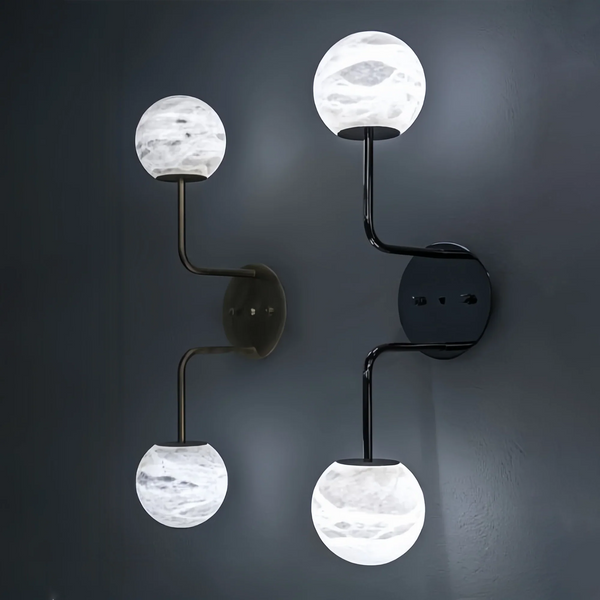 Alabaster Orb 2 Wall Light-Arialamps