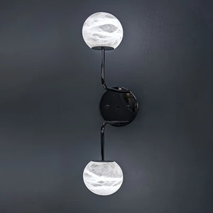 Alabaster Orb 2 Wall Light-Gold-Arialamps