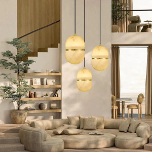 Alabaster Oval Pendant 5.9" D 7.1" D - Arialamps