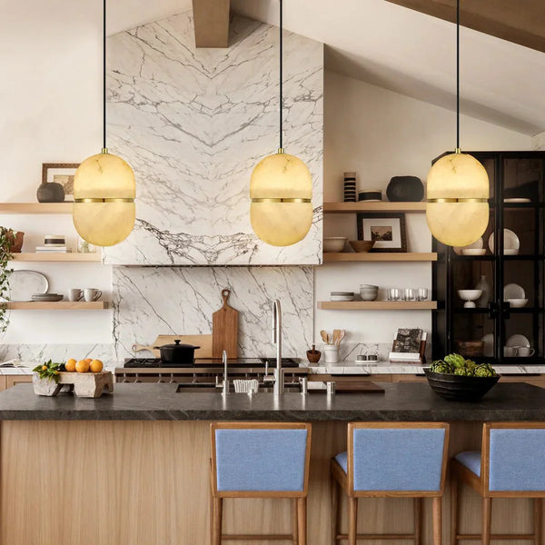 Alabaster Oval Pendant 5.9" D 7.1" D - Arialamps