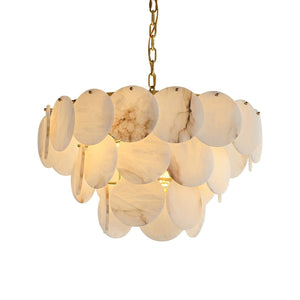 Alabaster Shell Brass Chandelier with 2/3/4/5/6 layer-3 layers 25.6" x H 21.7" / Dia 65cm x H 55cm-Brass & White-Arialamps