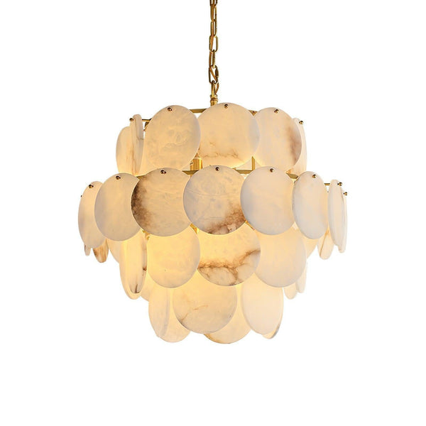 Alabaster Shell Brass Chandelier with 2/3/4/5/6 layer-4 layers 23.6" x H 29.5" / Dia 60cm x H 75cm-Brass & White-Arialamps