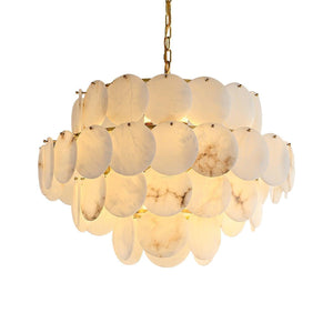 Alabaster Shell Brass Chandelier with 2/3/4/5/6 layer-4 layers 31.5" x H 29.5" / Dia 80cm x H 75cm-Brass & White-Arialamps