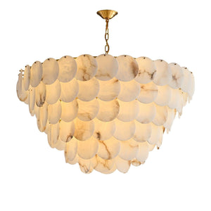 Alabaster Shell Brass Chandelier with 2/3/4/5/6 layer-6 layers 43.3" x H 35.4" / Dia 110cm x H 90cm-Brass & White-Arialamps