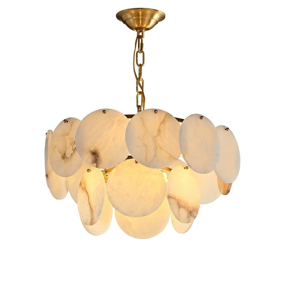 Alabaster Shell Brass Chandelier with 2/3/4/5/6 layer-2 layers 17.7" x H 17.7" / Dia 45cm x H 45cm-Brass & White-Arialamps