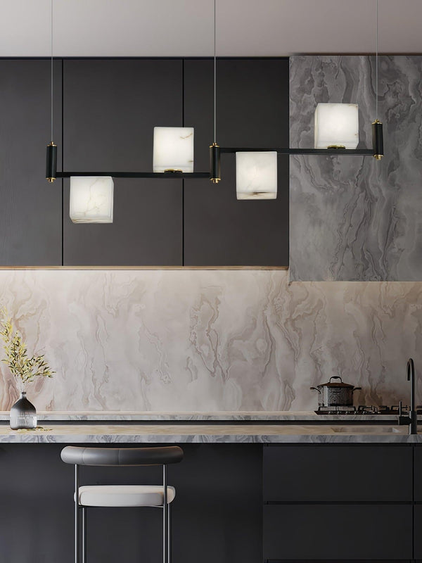 Alabaster Square Box Chandelier with 4/5/6/8/9 heads-Arialamps