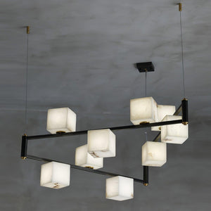 Alabaster Square Box Chandelier with 4/5/6/8/9 heads-Arialamps