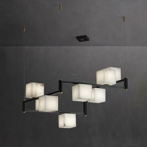 Alabaster Square Box Chandelier with 4/5/6/8/9 heads-Arialamps