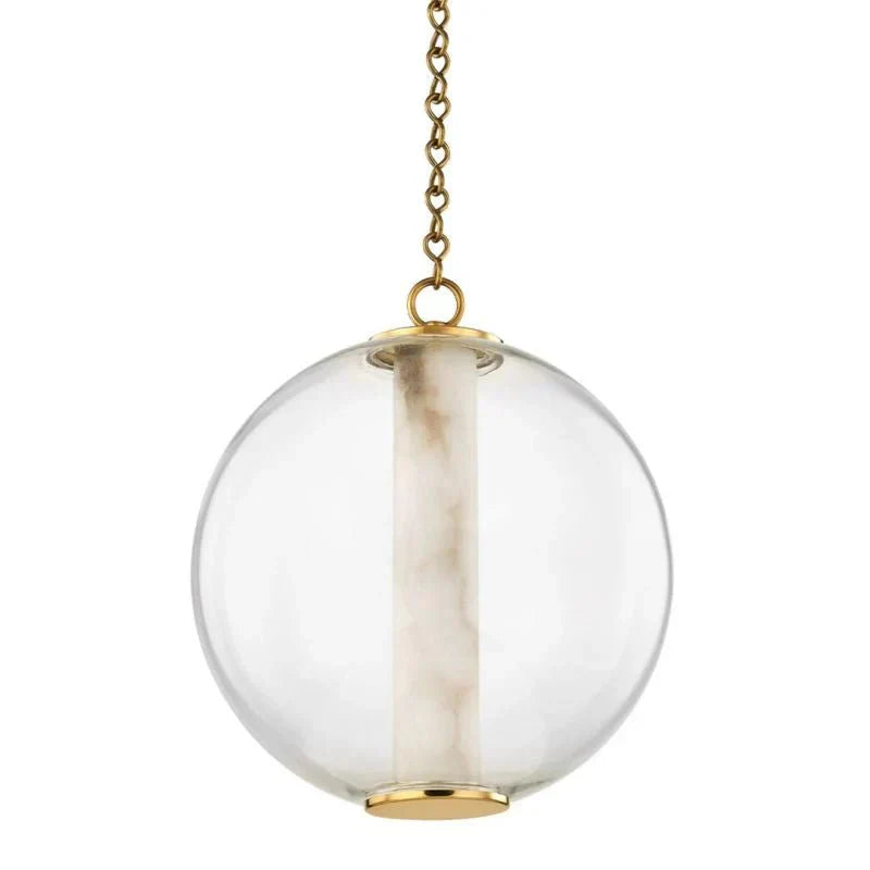 Alabaster Tube Glass Globe Pendant - Arialamps