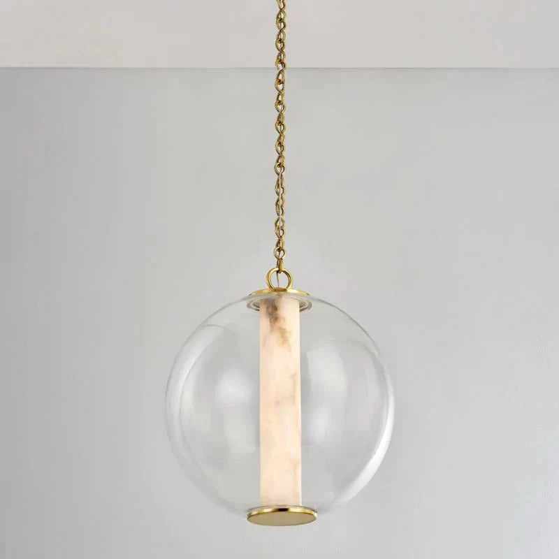 Alabaster Tube Glass Globe Pendant - Arialamps