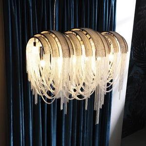 Alana Aluminum Chain Tassel Long Branch Chandelier Light 35"-Arialamps