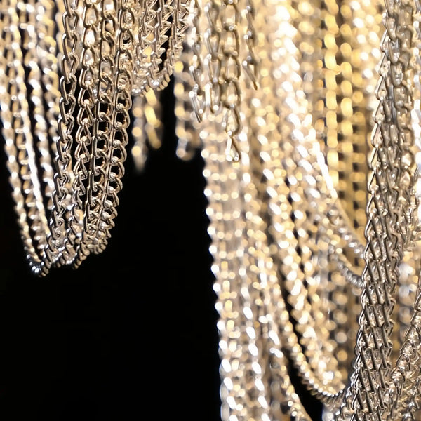 Alana Aluminum Chain Tassel Long Branch Chandelier Light 35"