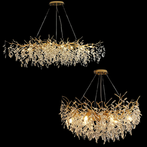 Albero Modern French-Style Branch Crystal Chandelier with Crystal Leaf-Chandeliers-Arialamps