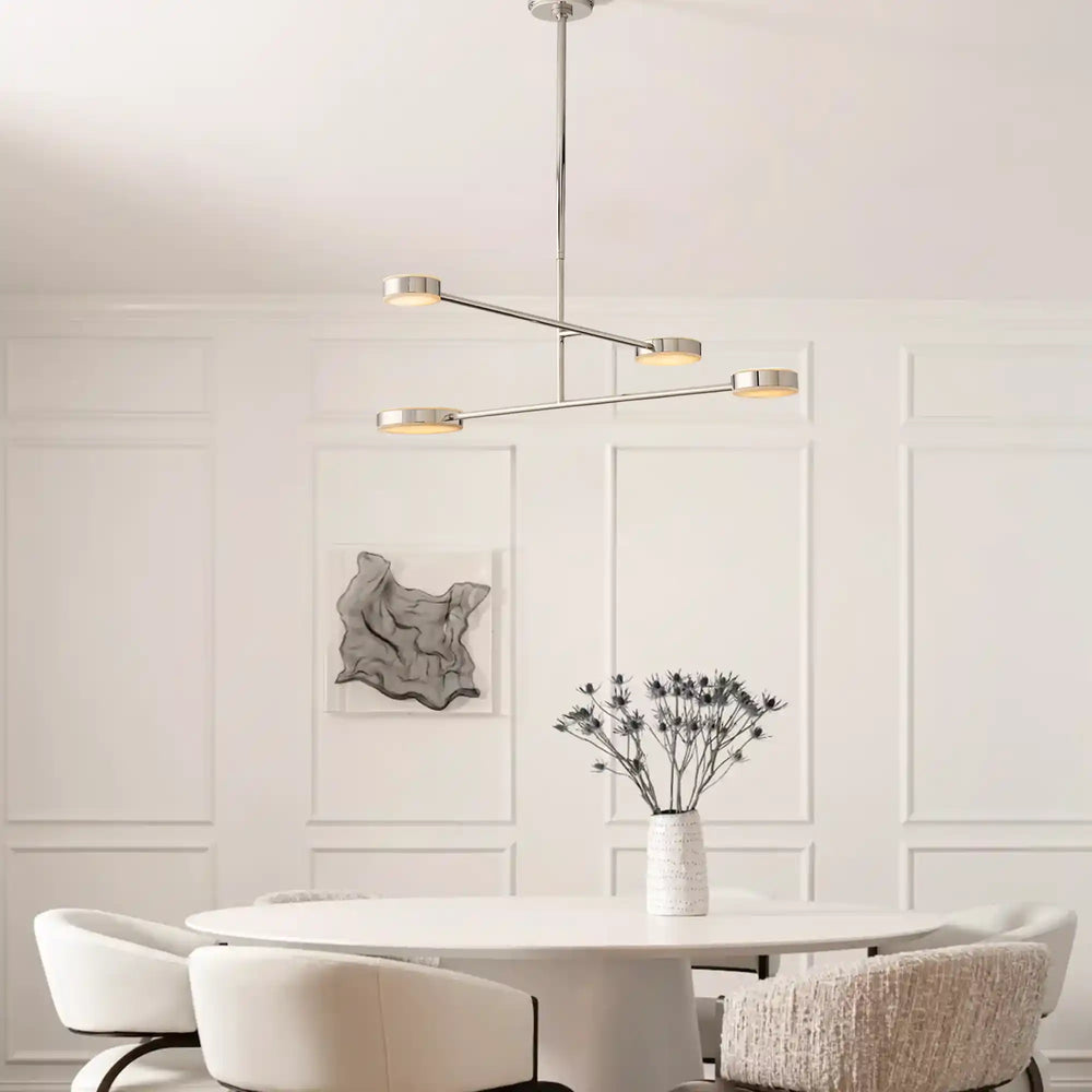 Alexander Mobile Chandelier 36" hanging above a modern dining table