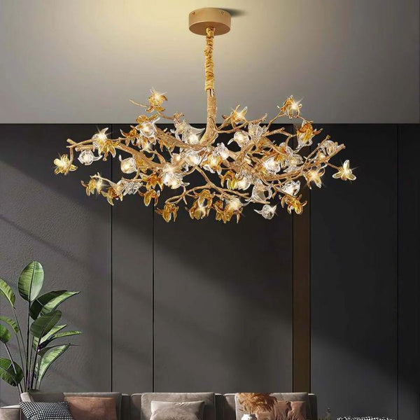 Aosta Brass Branch Chandelier-chandeliers for dining room,chandeliers for stairways,chandeliers for foyer,chandeliers for bedrooms,chandeliers for kitchen,chandeliers for living room-Arialamps