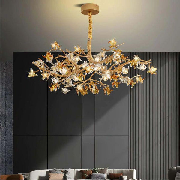 Aosta Brass Branch Chandelier-chandeliers for dining room,chandeliers for stairways,chandeliers for foyer,chandeliers for bedrooms,chandeliers for kitchen,chandeliers for living room-Arialamps