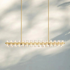 Arcachan Crystal Rectangular Chandelier 54'' 72"-54''-Lacquered Burnished Brass-