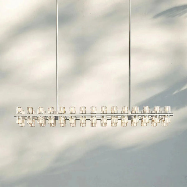 Arcachan Crystal Rectangular Chandelier 54'' 72"-54''-Polished Nickel-