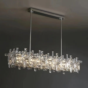 Art Irregular Block Collection Crystal Pendant Chandelier Suit for Living/Dining Room - Arialamps