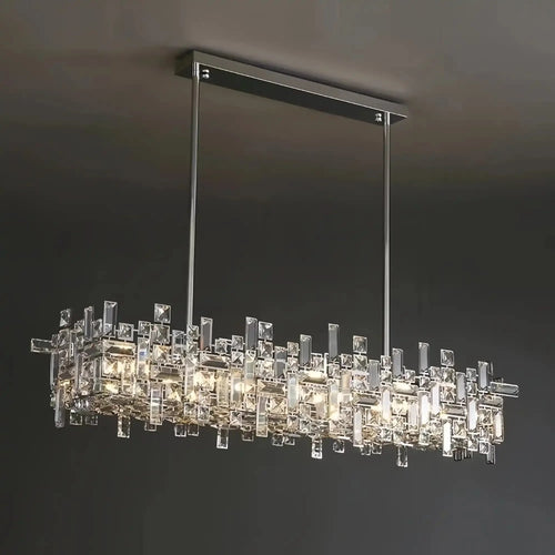 Art Irregular Block Collection Crystal Pendant Chandelier Suit for Living/Dining Room - Arialamps