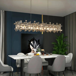 Art Irregular Block Collection Crystal Pendant Chandelier Suit for Living/Dining Room - Arialamps