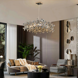 Art Irregular Block Collection Crystal Pendant Chandelier Suit for Living/Dining Room - Arialamps