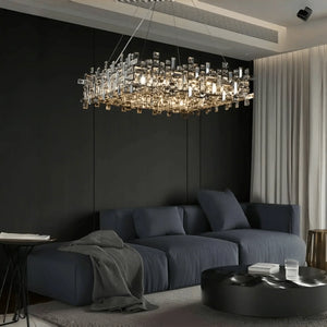 Art Irregular Block Collection Crystal Pendant Chandelier Suit for Living/Dining Room - Arialamps