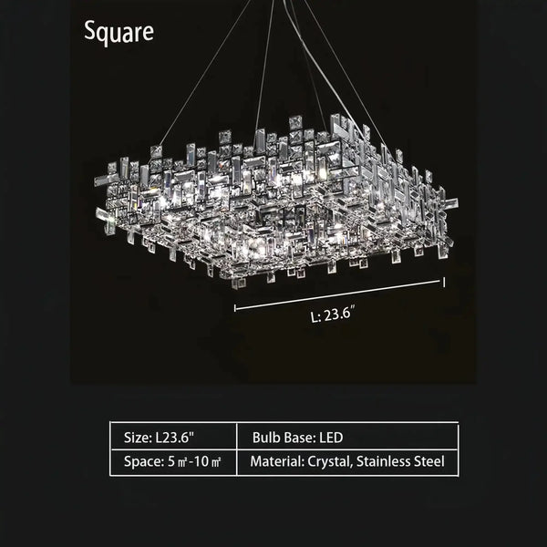 Art Irregular Block Collection Crystal Pendant Chandelier Suit for Living/Dining Room - Arialamps