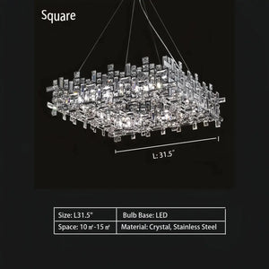 Art Irregular Block Collection Crystal Pendant Chandelier Suit for Living/Dining Room - Arialamps