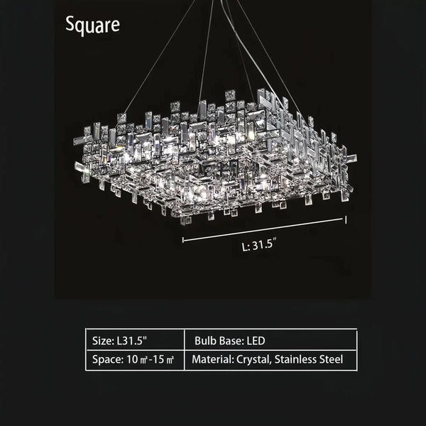 Art Irregular Block Collection Crystal Pendant Chandelier Suit for Living/Dining Room - Arialamps