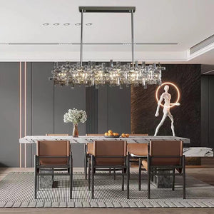 Art Irregular Block Collection Crystal Pendant Chandelier Suit for Living/Dining Room - Arialamps