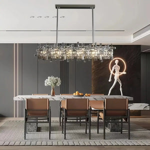 Art Irregular Block Collection Crystal Pendant Chandelier Suit for Living/Dining Room - Arialamps