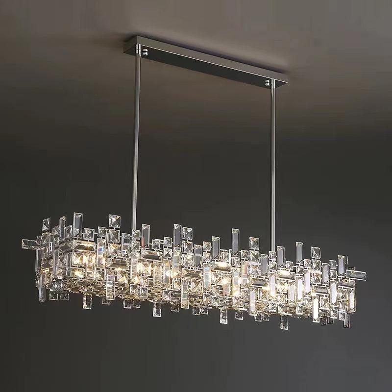 Art Irregular Block Collection Crystal Pendant Chandelier Suit for Living/Dining Room - Arialamps