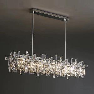 Art Irregular Block Collection Crystal Pendant Chandelier Suit for Living/Dining Room - Arialamps