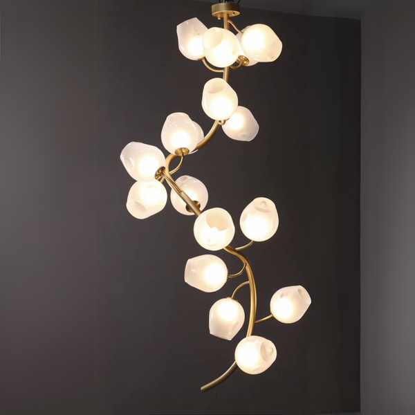 Artistic Glass Lampshade Chandelier with Branches Design for High Ceilings-Arialamps