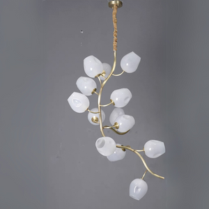 Artistic Glass Lampshade Chandelier with Branches Design for High Ceilings-Arialamps