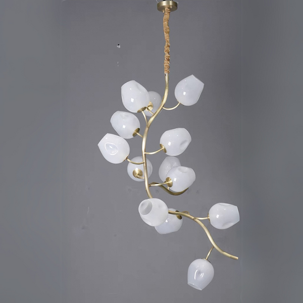 Artistic Glass Lampshade Chandelier with Branches Design for High Ceilings-Arialamps