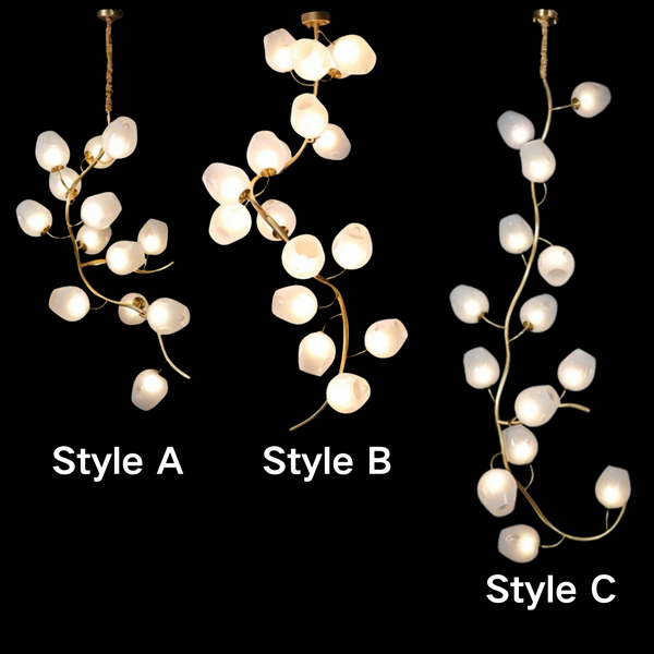 Artistic Glass Lampshade Chandelier with Branches Design for High Ceilings-Arialamps