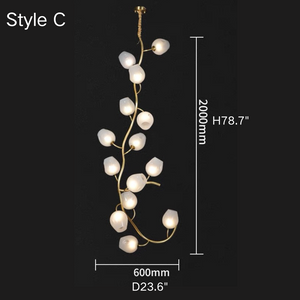 Artistic Glass Lampshade Chandelier with Branches Design for High Ceilings-Style C/14 Lights/D23.6"*H78.7"(D60cm*H200cm)-Warm Light-Arialamps