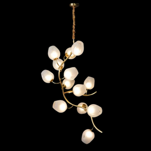 Artistic Glass Lampshade Chandelier with Branches Design for High Ceilings-Arialamps