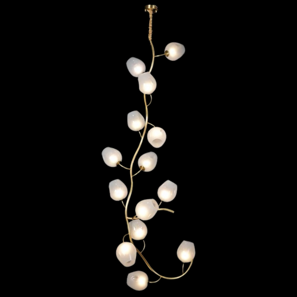 Artistic Glass Lampshade Chandelier with Branches Design for High Ceilings-Arialamps