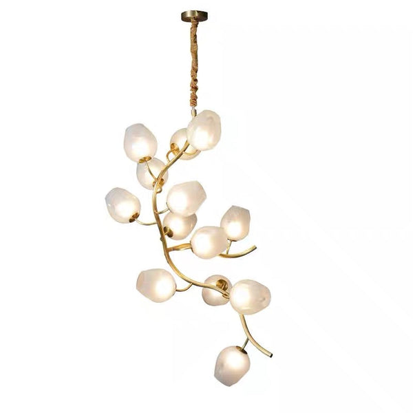 Artistic Glass Lampshade Chandelier with Branches Design for High Ceilings-Arialamps