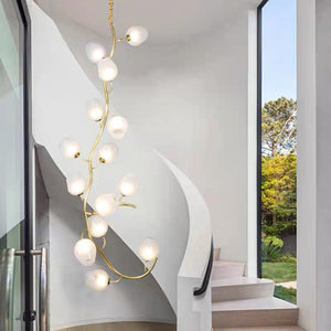 Artistic Glass Lampshade Chandelier with Branches Design for High Ceilings-Arialamps