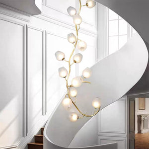 Artistic Glass Lampshade Chandelier with Branches Design for High Ceilings-Arialamps