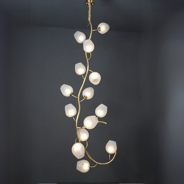 Artistic Glass Lampshade Chandelier with Branches Design for High Ceilings-Arialamps